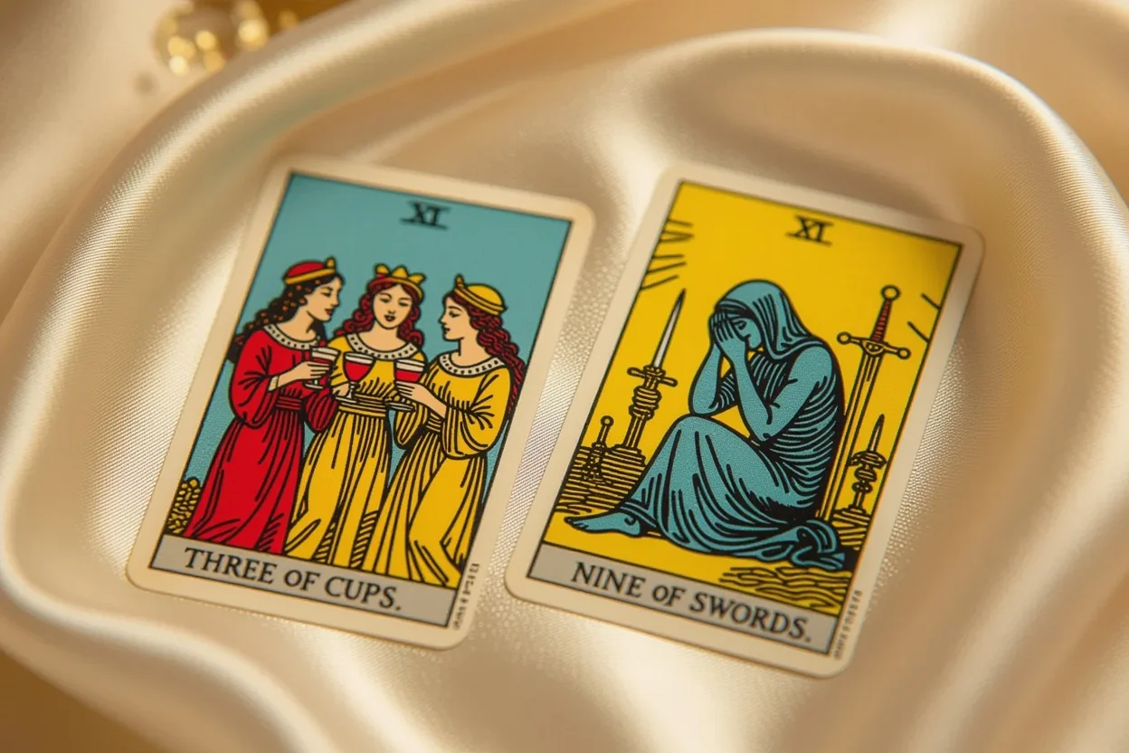 カップの3とソードの9のタロットカードによる恋愛感情の機微を表現