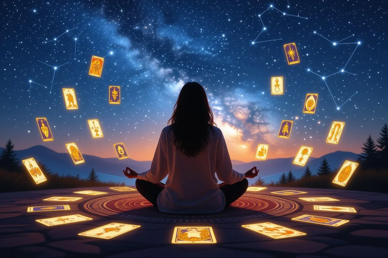 タロットを通じた内面との対話と本当の自分を見つける瞑想的な風景