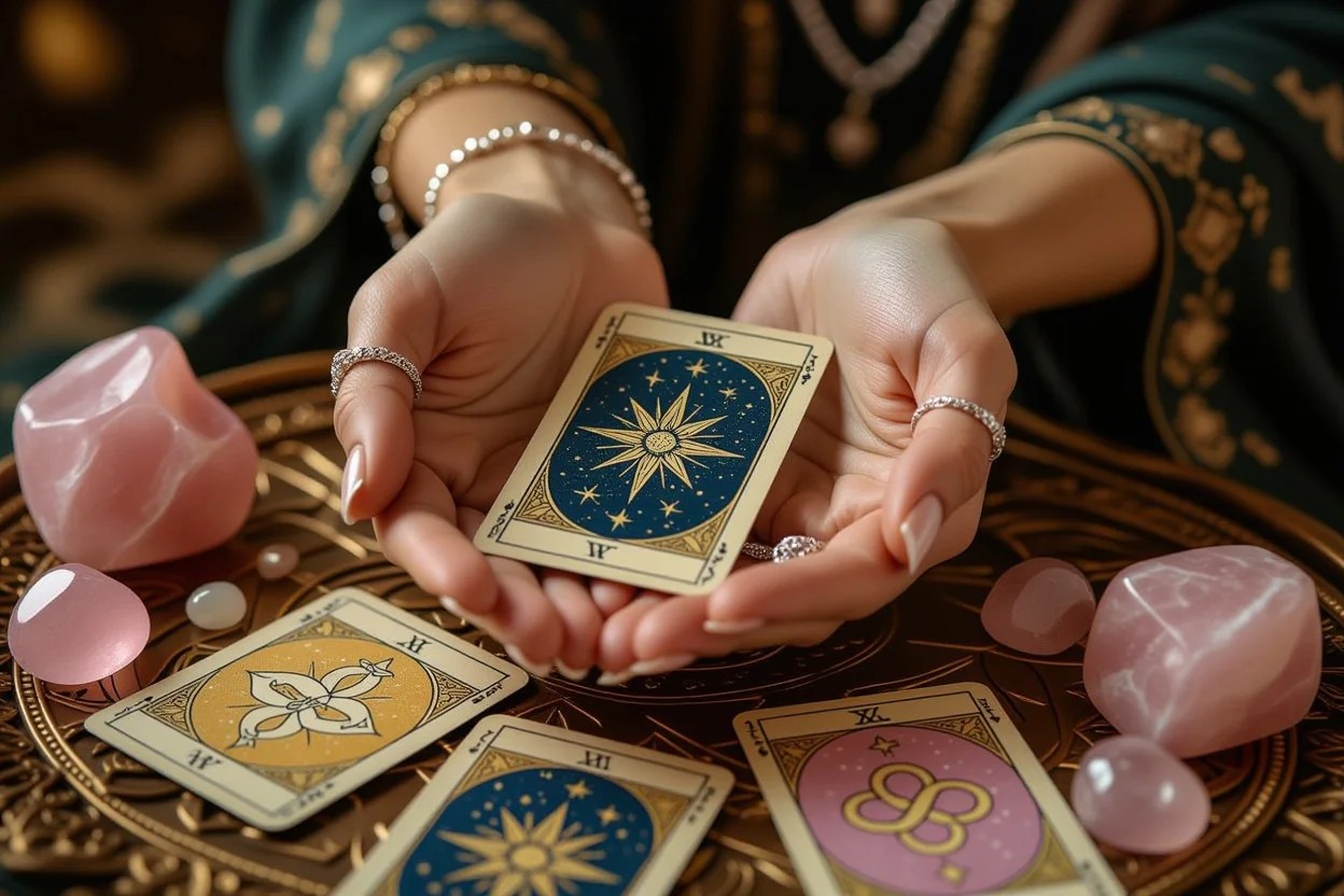 恋愛の悩み解決タロットリーディング・カードを持つ手