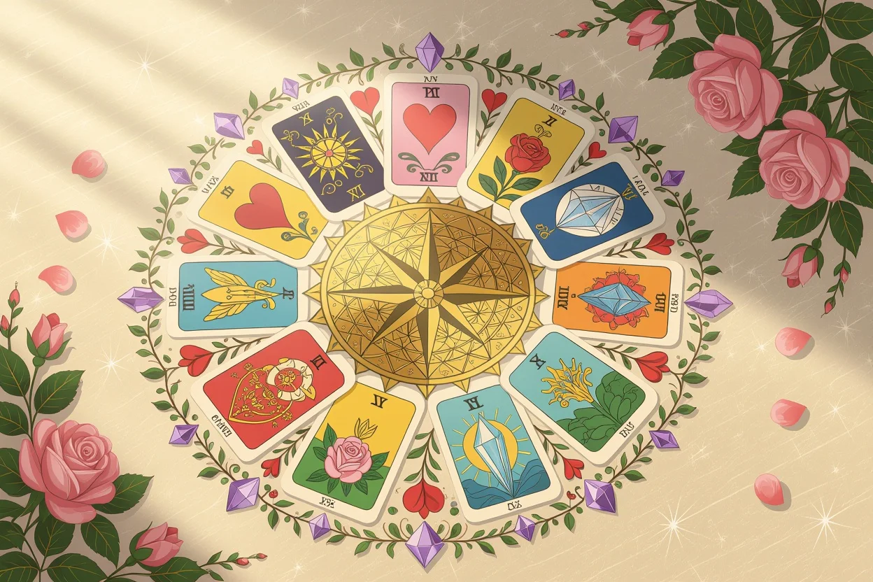 心の羅針盤としての恋愛タロット円形配置とマンダラデザイン