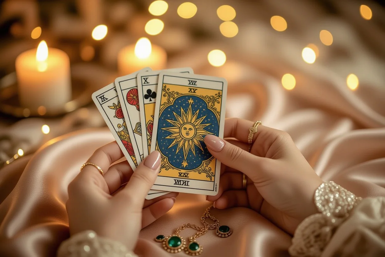 タロットカードの逆位置と隠された本音を表現する神秘的なイメージ