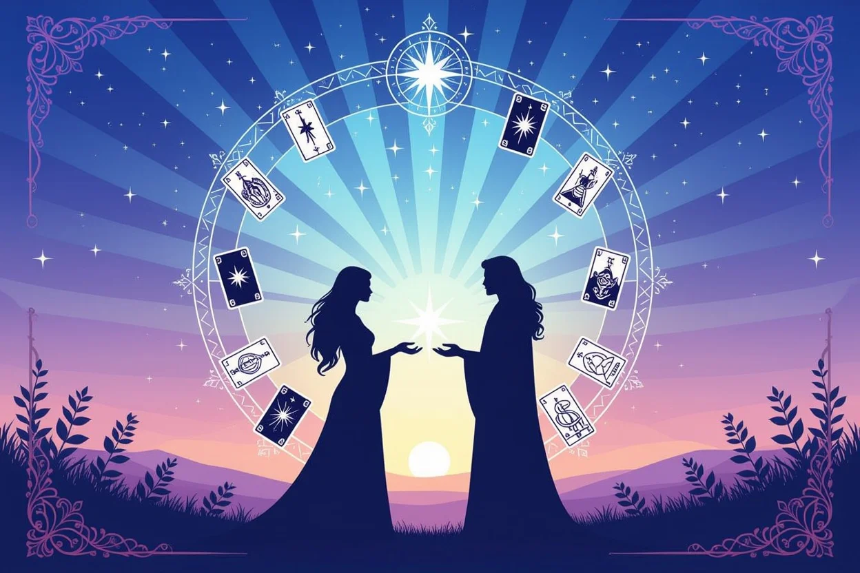 恋愛関係の深層心理をタロットで読み解く幻想的なビジュアル