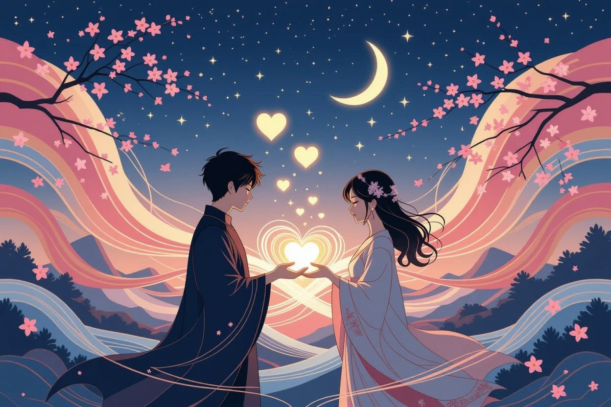 受容と愛の力を表現したスピリチュアルなイメージ、心の交流と理解