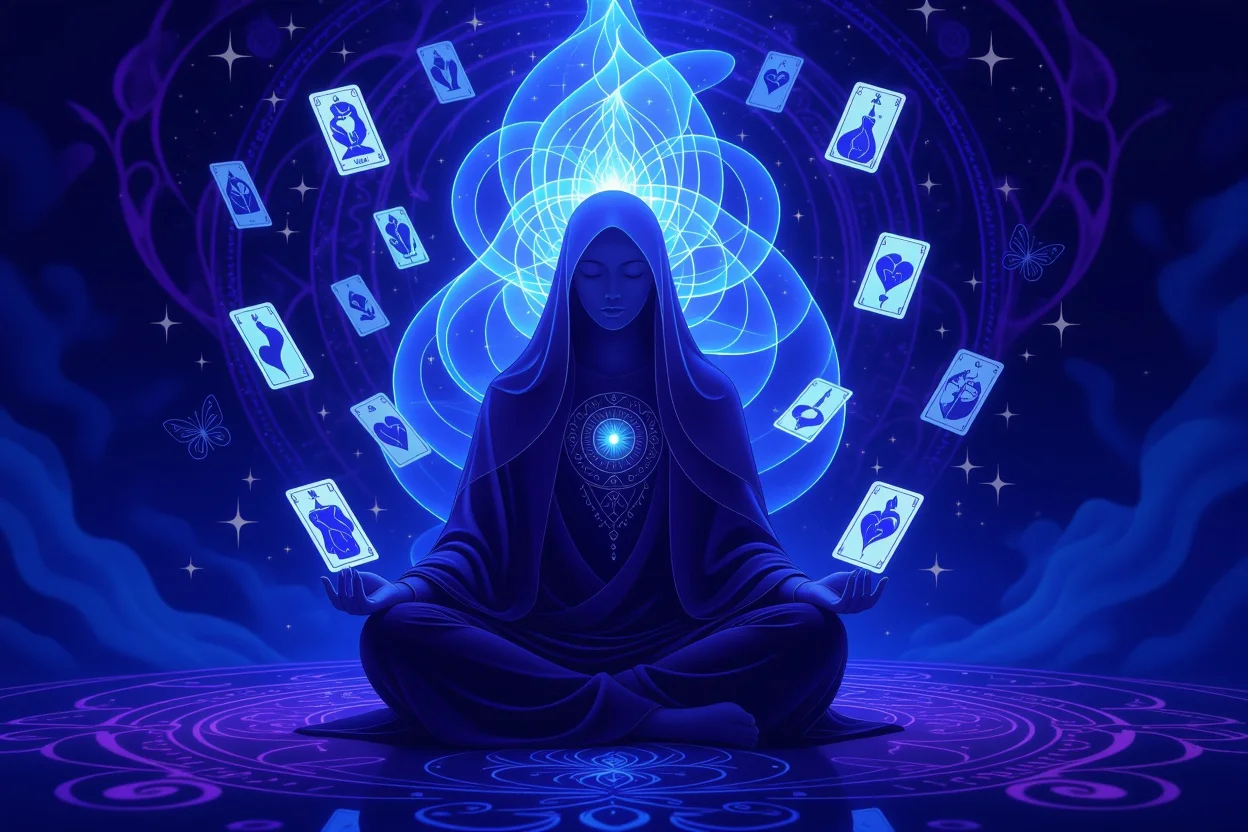 深層心理と内面の理解を表現した神秘的なイメージ、瞑想と意識の探求