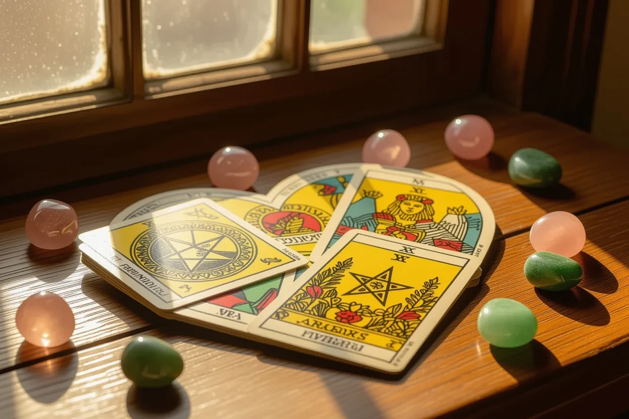 ペンタクルスートのタロットカードで恋愛の安定性と継続性を表現した画像