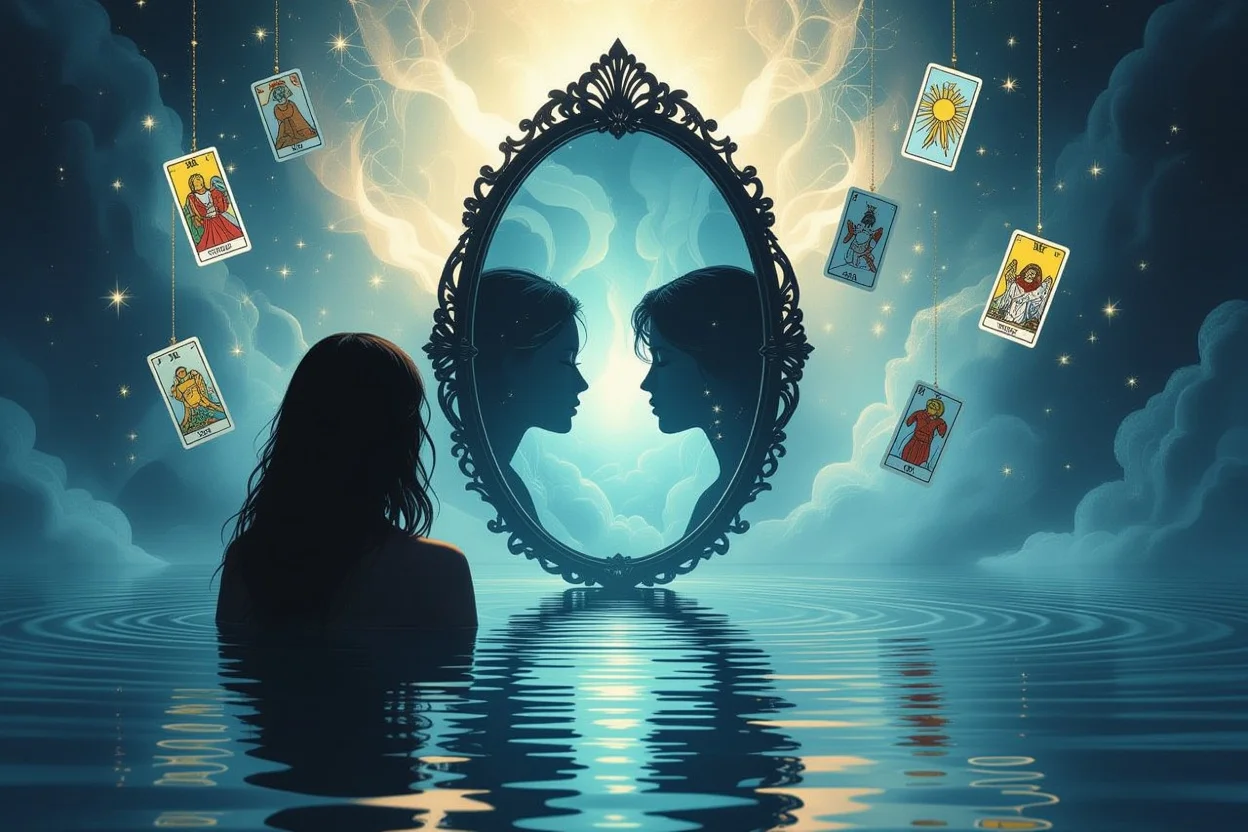 恋愛における深層心理と影の部分を表現した心理的な自己成長のイメージ