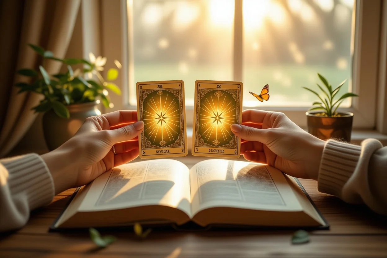 タロットを使った自己成長と内面の探求を表現した癒しの空間