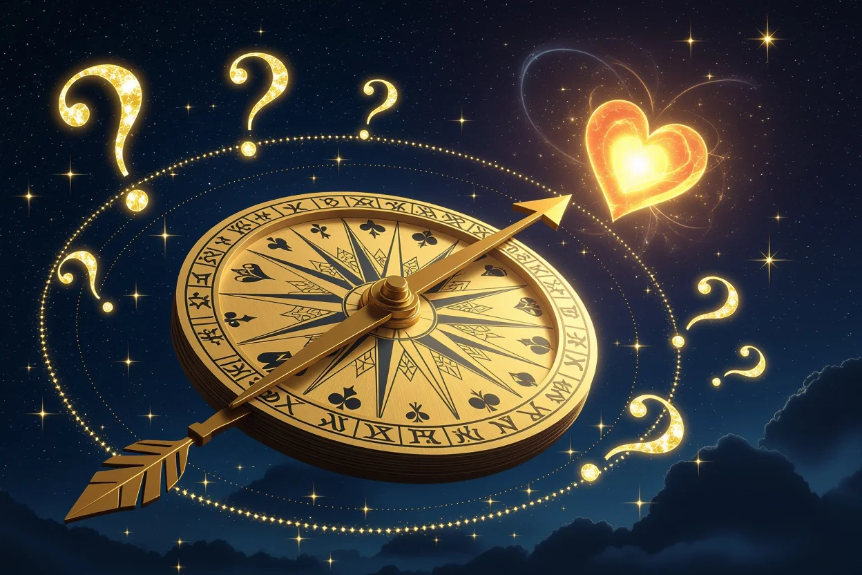 恋愛の未来を導くタロットカードの羅針盤と光る疑問符