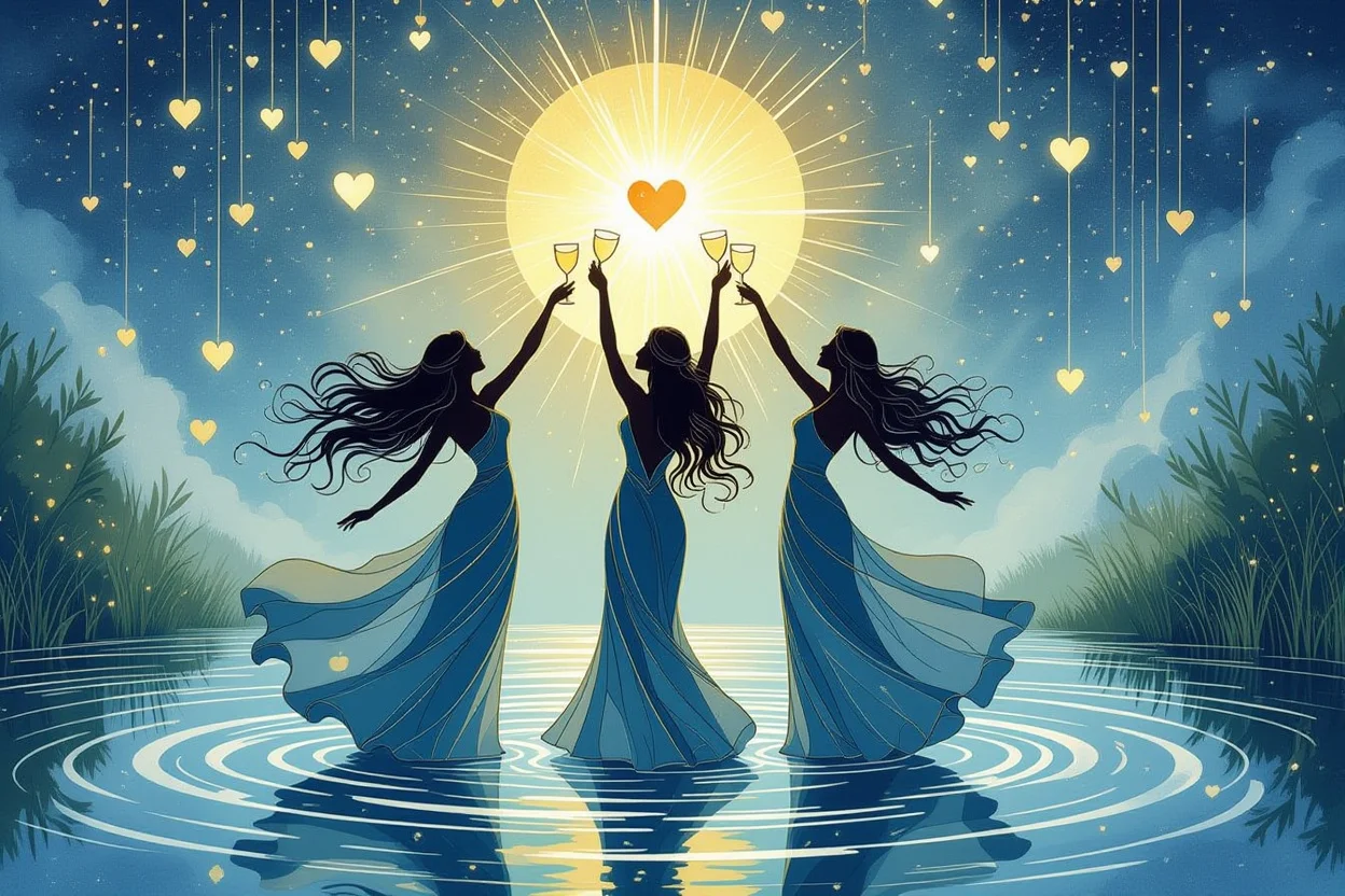 カップの3のタロットカード、恋愛における感情の共有と深いつながりを表現