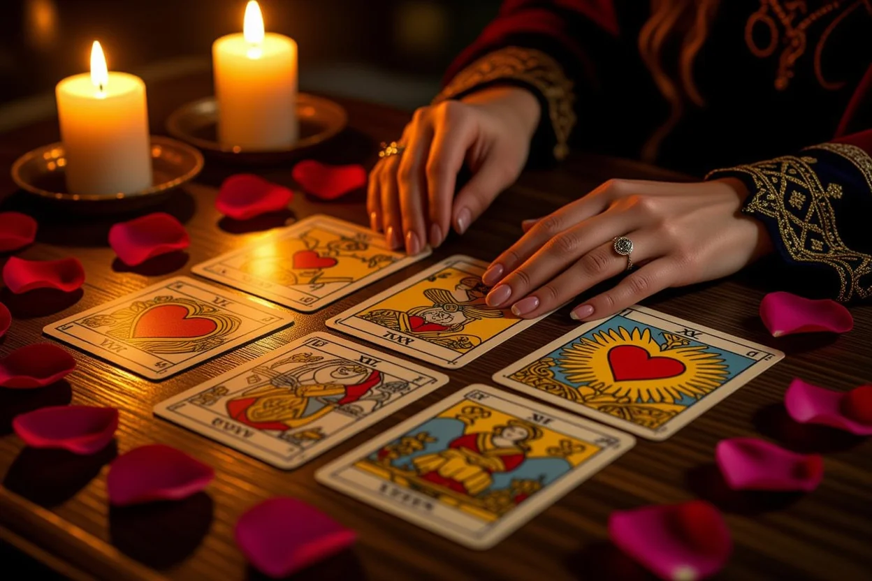 恋愛タロット占いの実践的なカード読み取りシーン