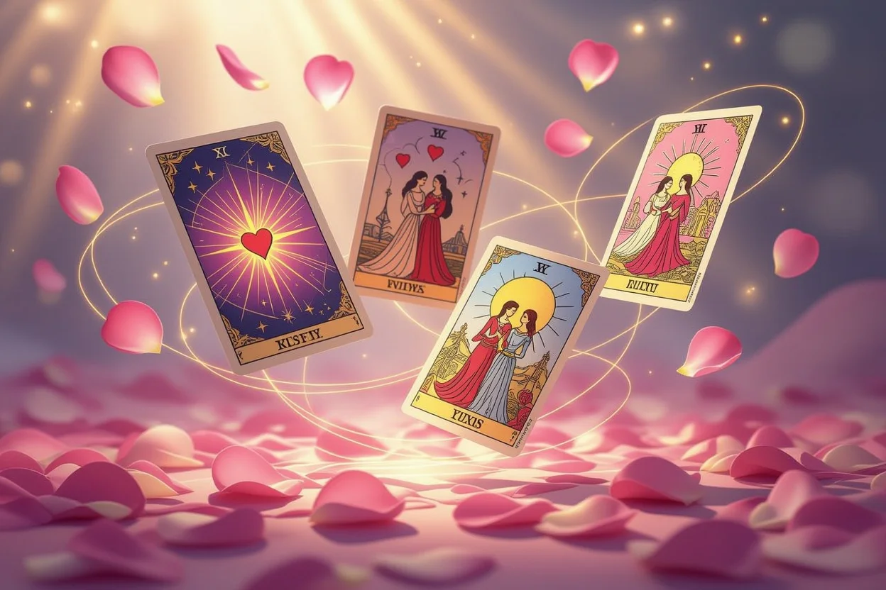 恋愛タロットカードで未来を創る神秘的なイメージ