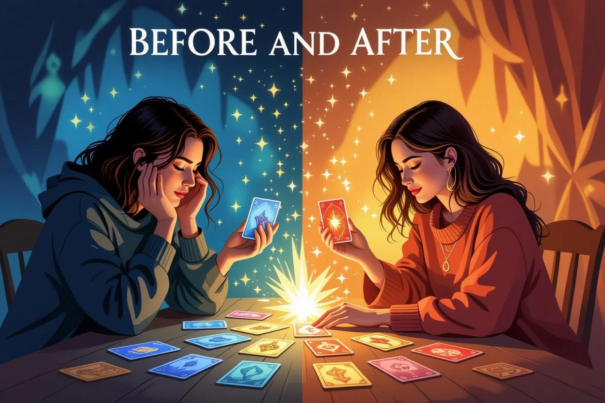 タロット占いで恋愛の不安から希望へと変化する過程