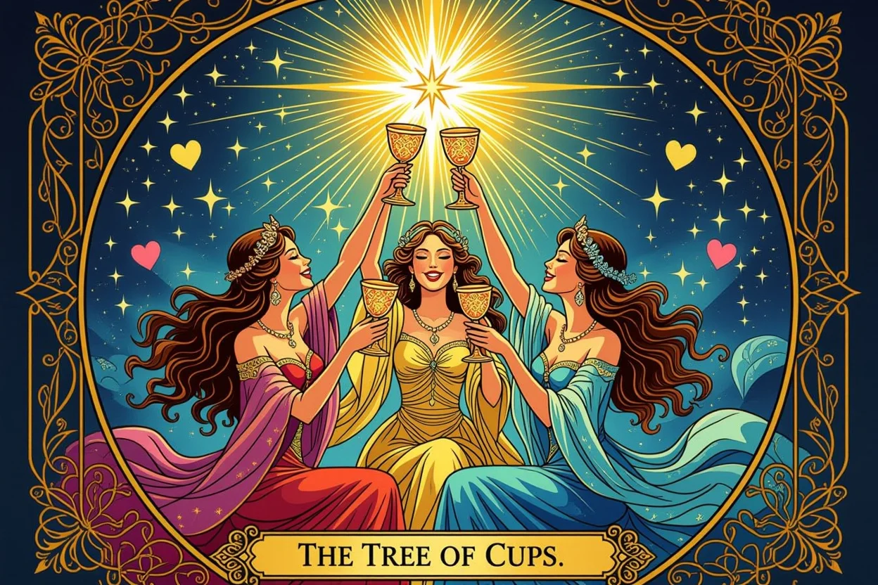 カップの3のタロットカード、喜びと人間関係の調和を表現