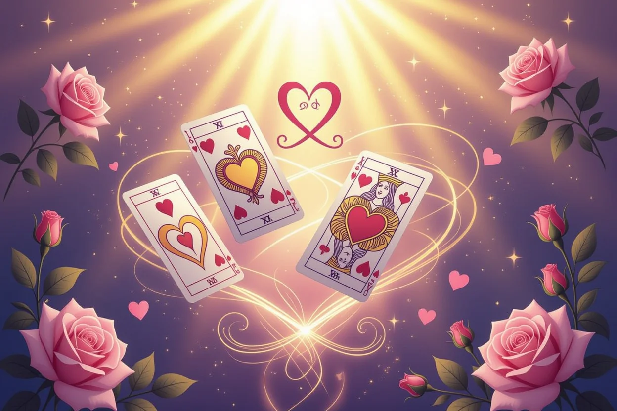 恋愛成就と復縁を象徴する神秘的なタロットアート