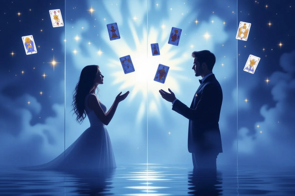 恋愛における見えない壁や障害を表現した幻想的なイメージ