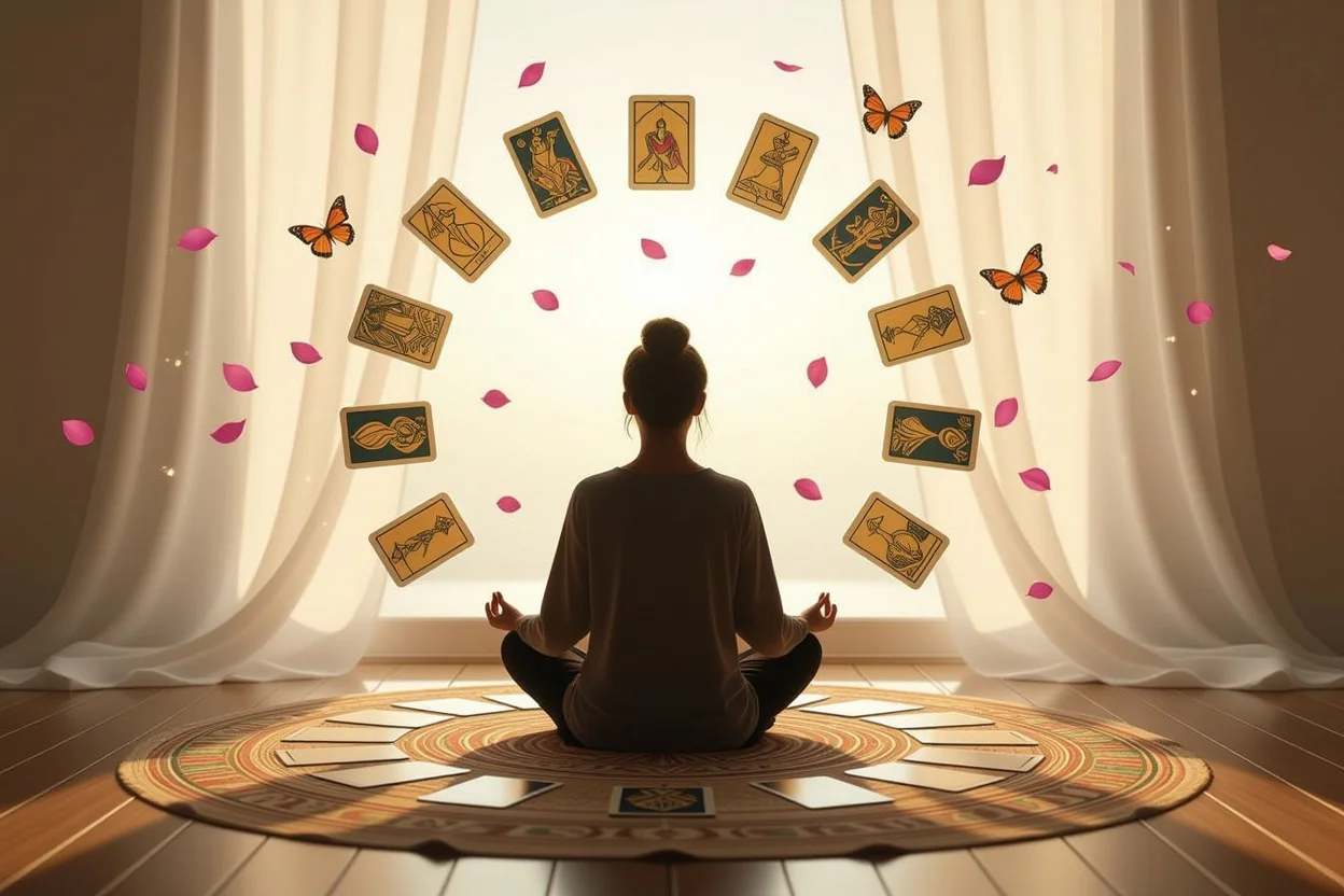 タロットを通じた自己成長と内省のイメージ