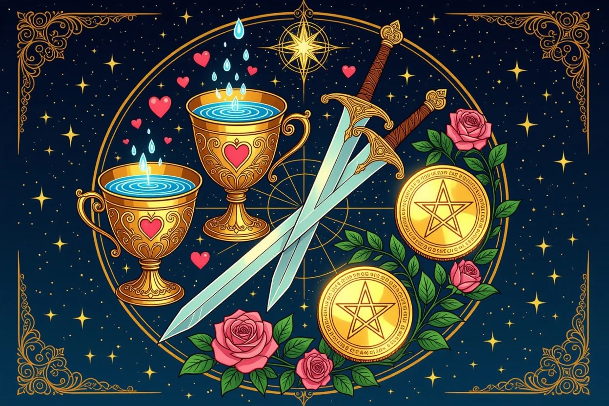 マイナーアルカナの四つのスート、カップ・ソード・ペンタクル・ワンド、恋愛占い