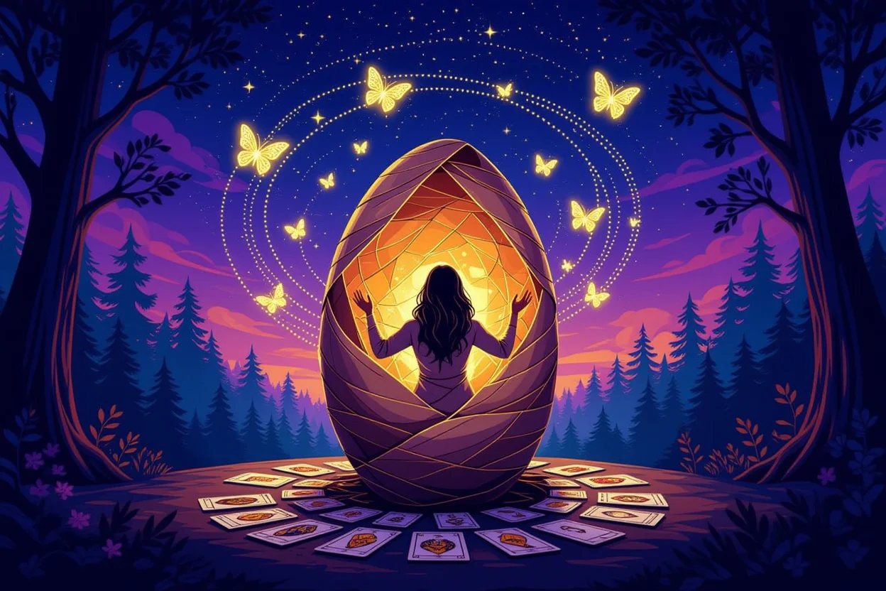 恋愛における自己成長と停滞打破を表現した神秘的な変容のイメージ