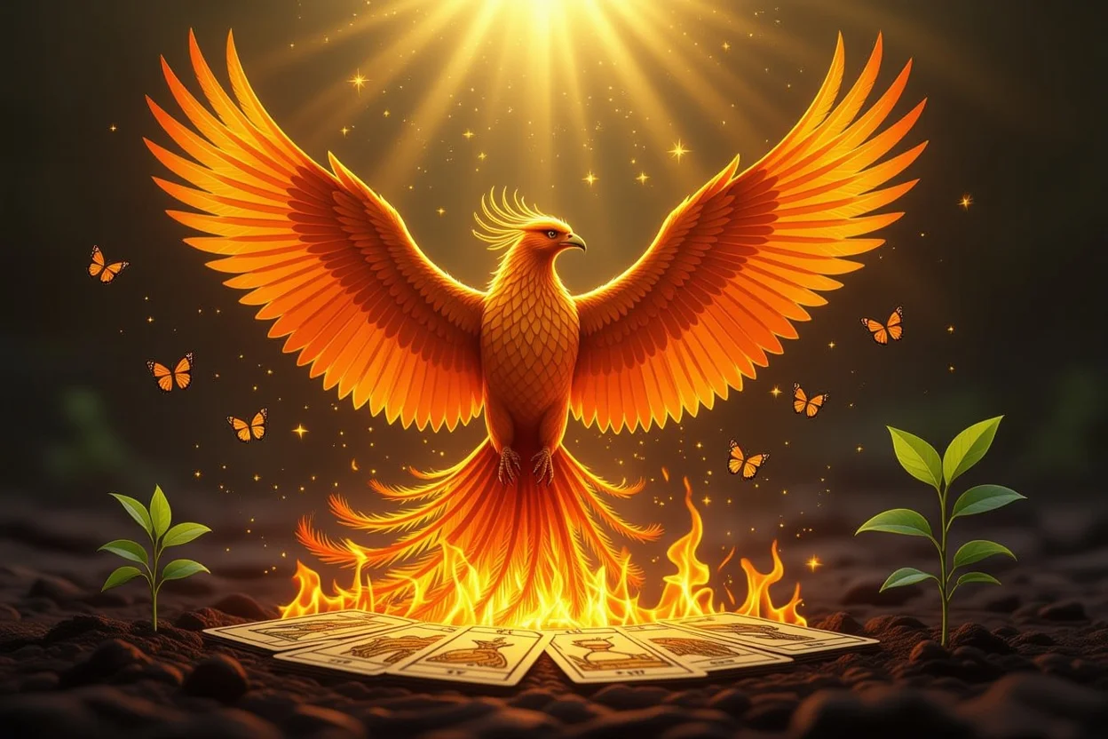 困難なタロットカードから学ぶ恋愛成長と変化の象徴的な再生イメージ