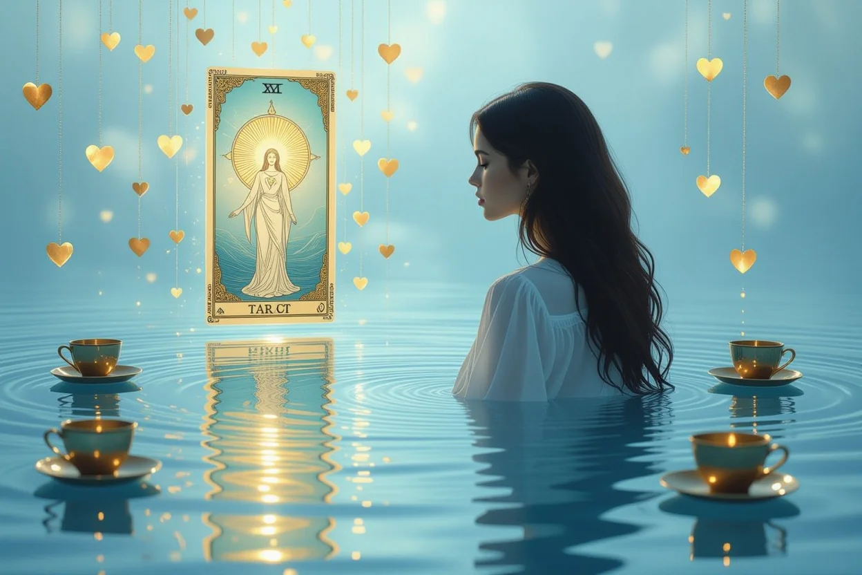 感情の波と自己受容を表現した神秘的な心理イメージ・タロット占い
