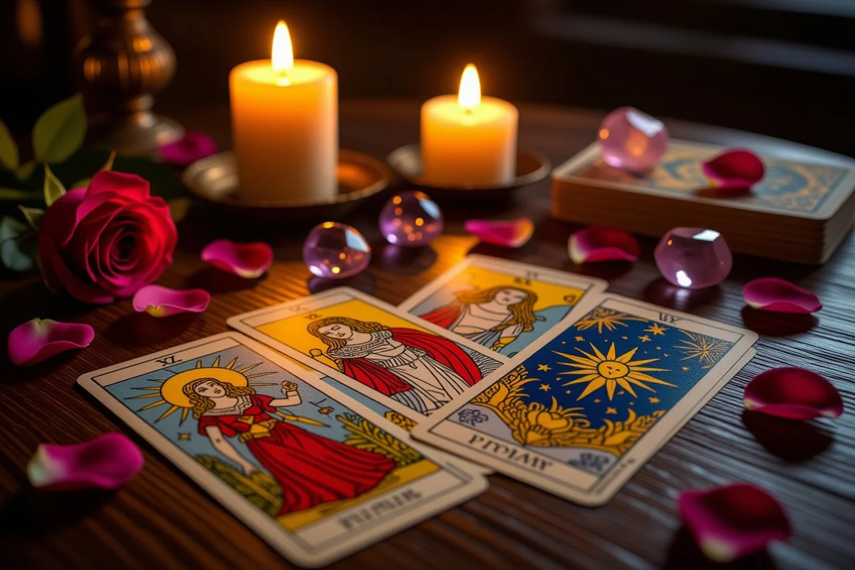 恋愛タロットカードリーディングのイメージ - 自己成長と現実的な関係構築のためのタロット占い