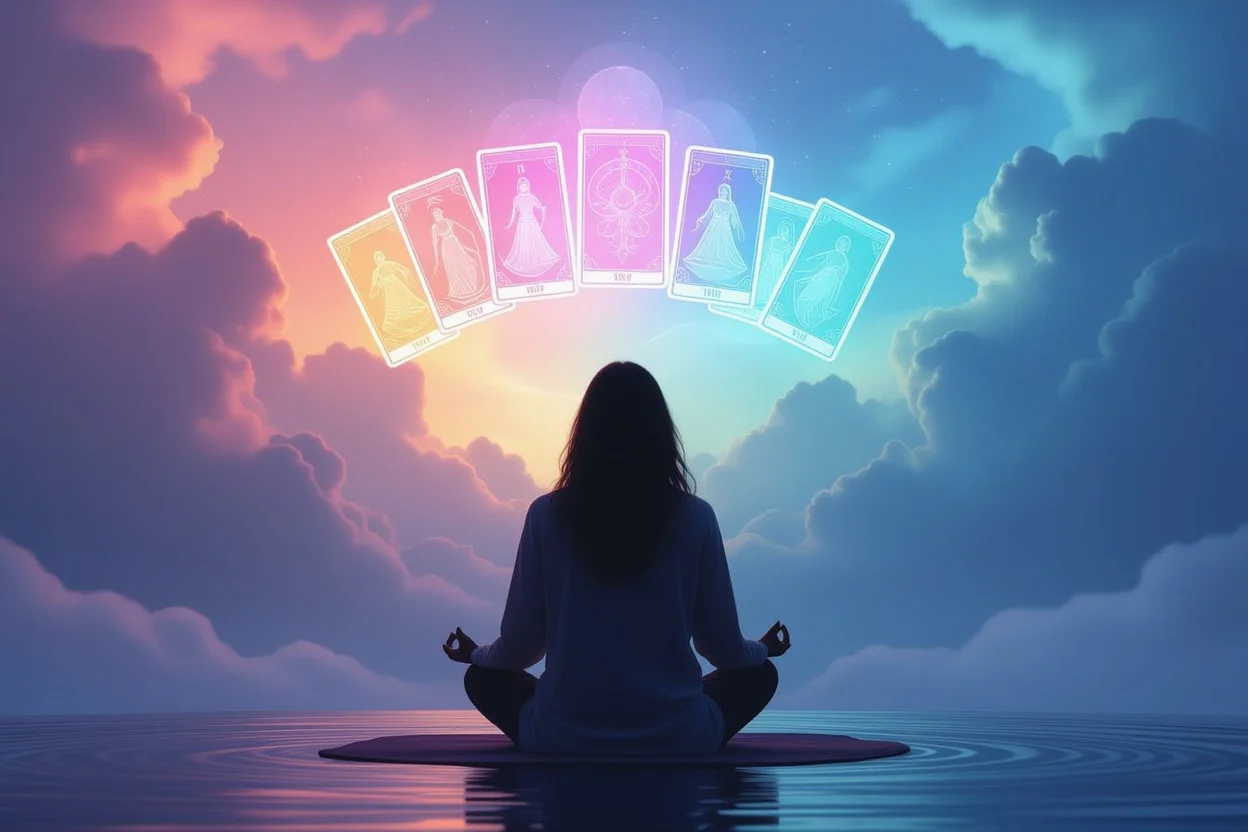 タロットを通じた恋愛の自己成長と内省のイメージ - 冷静な視点で関係を見つめ直す