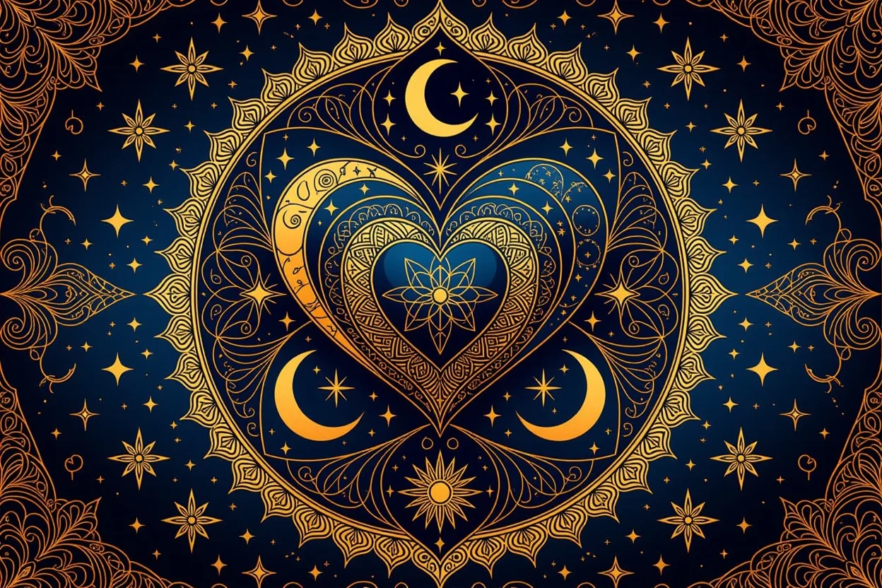 宇宙の愛の法則を表現する神聖な曼荼羅デザインとタロットシンボル