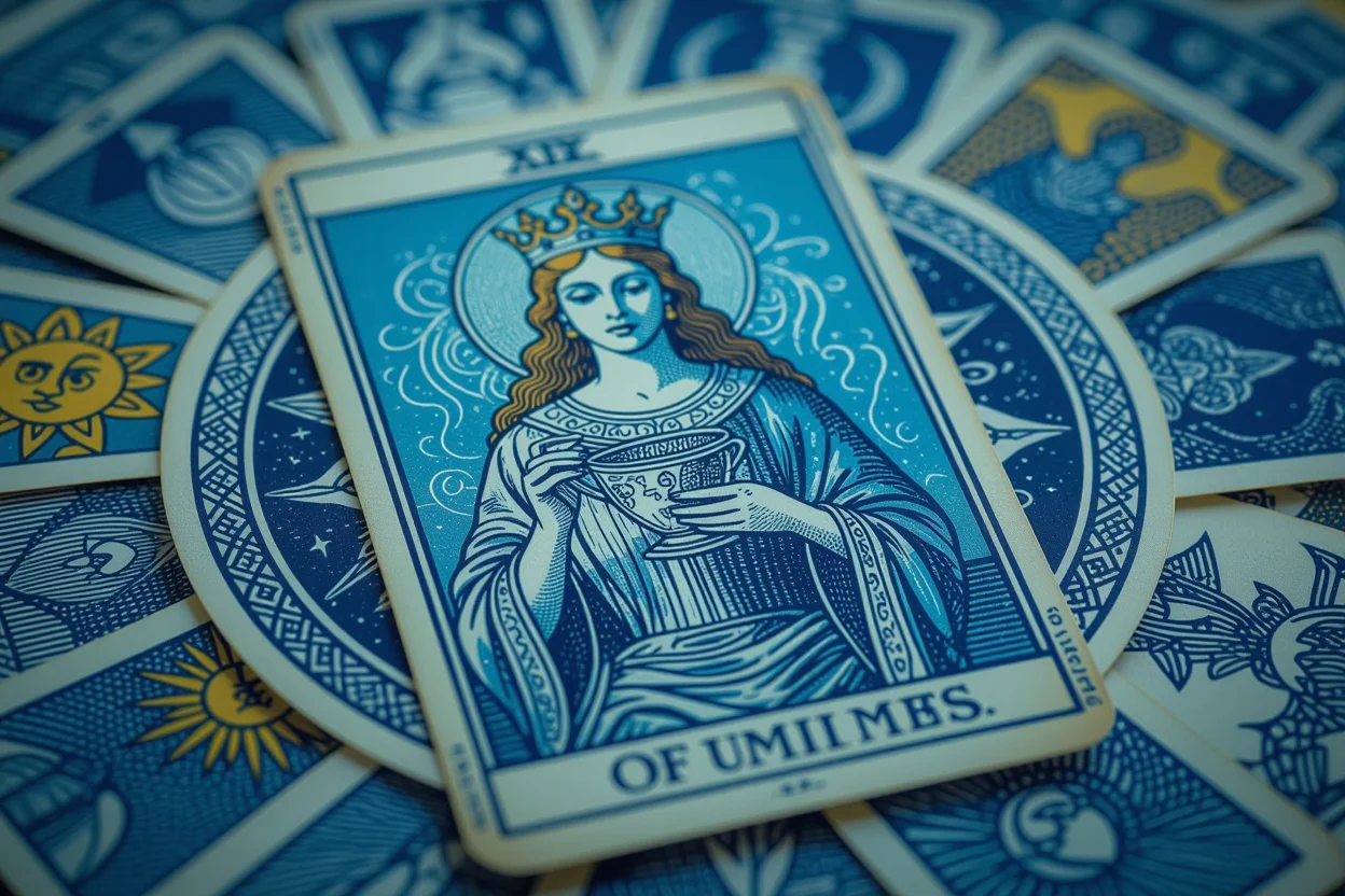 カップのクイーンタロットカード、恋愛占いの象徴的なカード