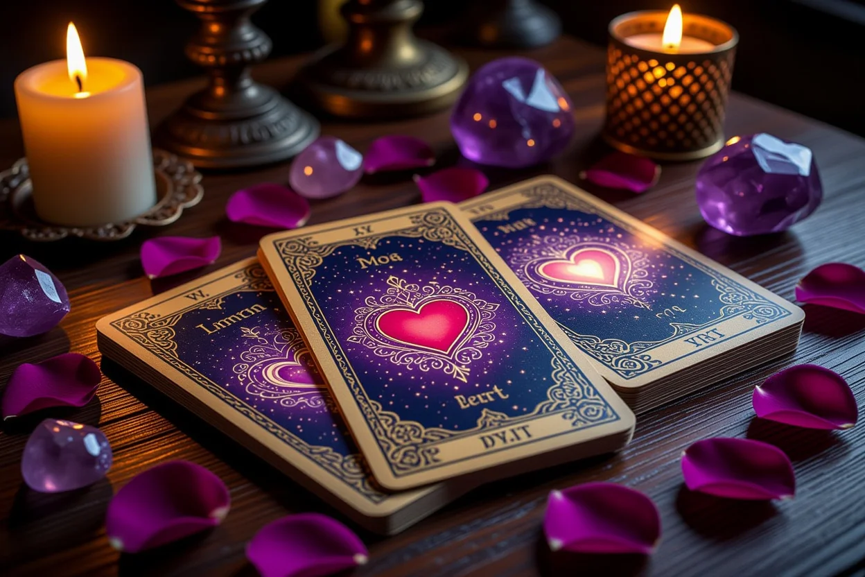 恋愛タロット占い・カード展開・ロマンチックな雰囲気・キャンドルライト