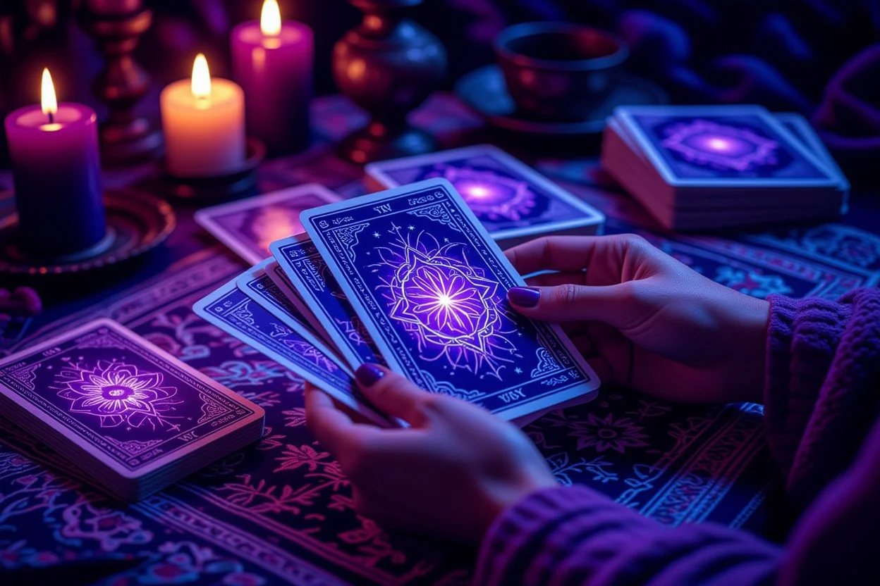 タロット心理リーディング・深層心理・恋愛相談・神秘的な占いシーン・直感