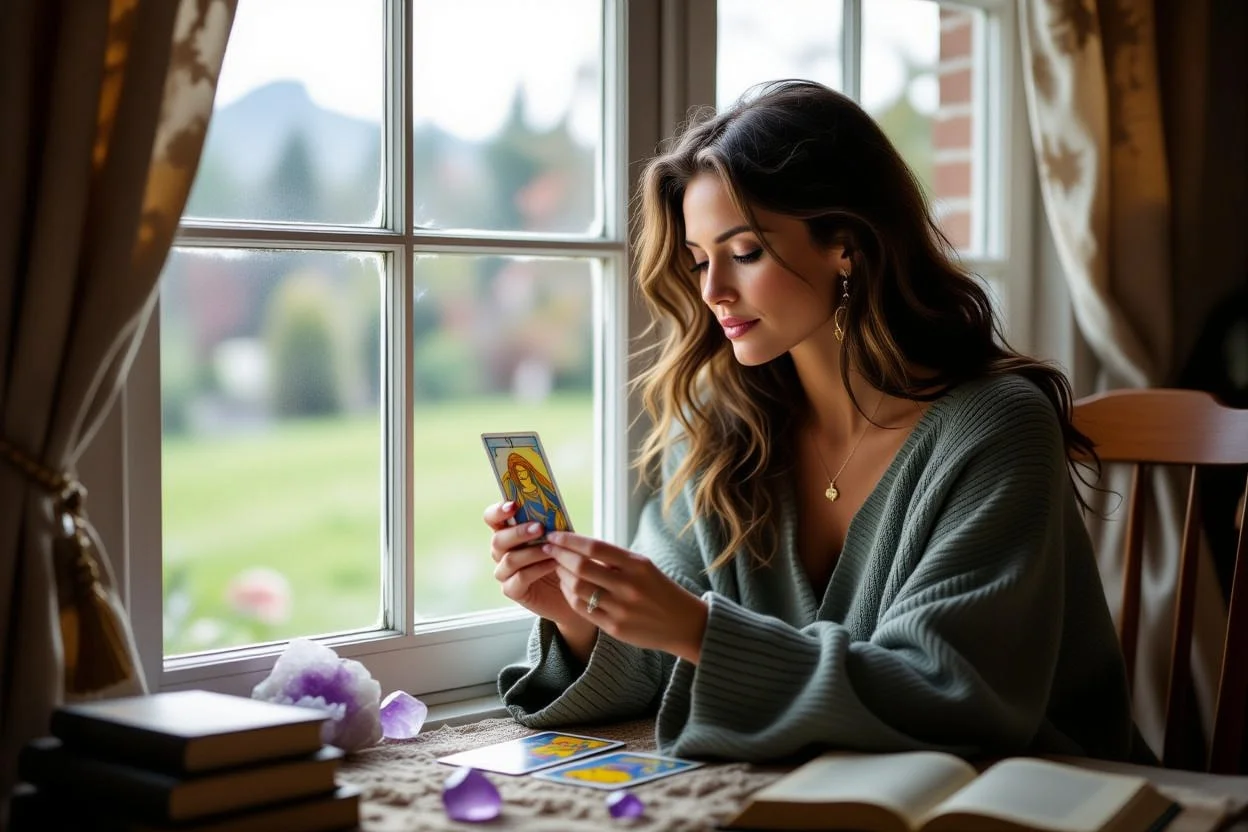 タロットを通じて本当の願いを見つめる女性の内省