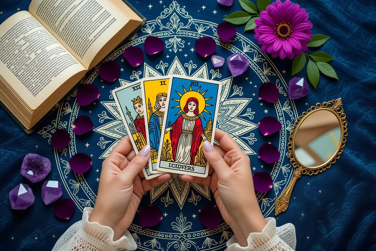 恋愛タロットリーディングでの自分らしい愛し方の発見、月光に照らされた神秘的な設定