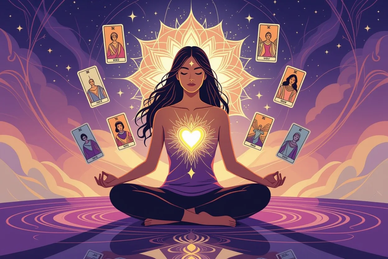 自己受容と内面の成長を表現したタロット瞑想のスピリチュアルアート