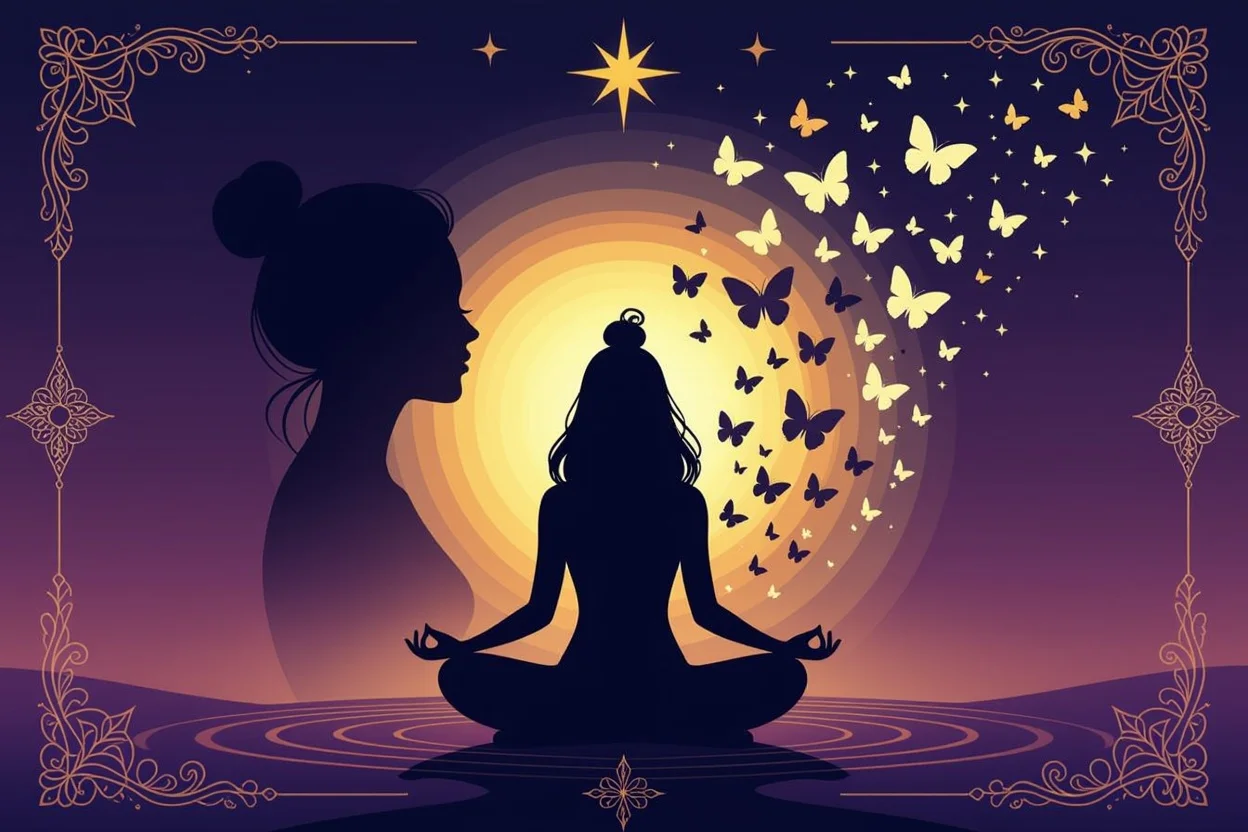 内面成長と自己受容を表現した幻想的なイメージ、恋愛運向上のための変容