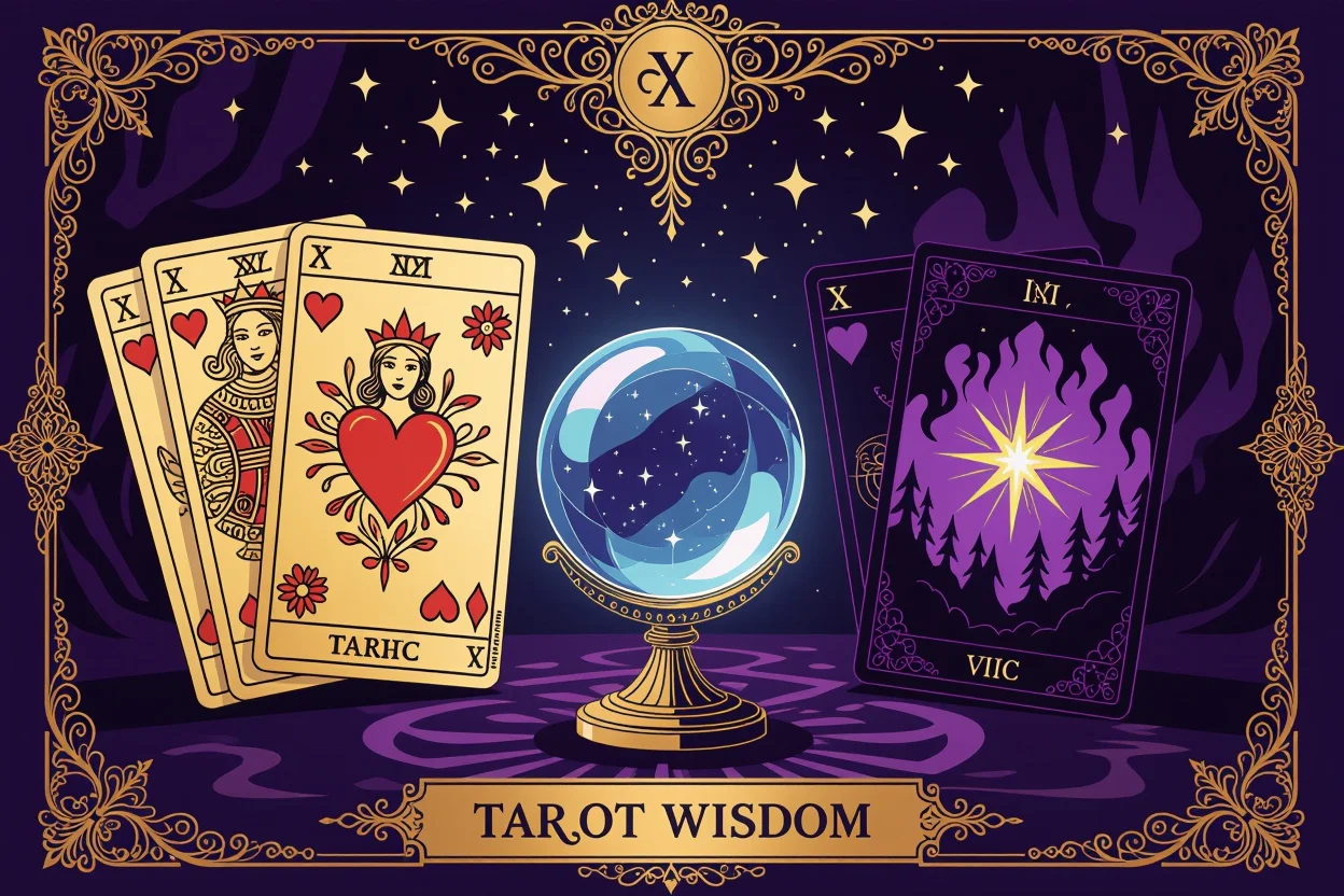 タロットの光と影のメッセージ、恋愛における課題と成長の両面性を表現