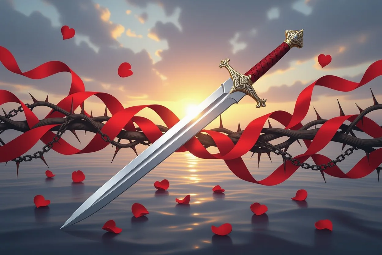 恋愛の迷いや困難を断ち切るソードの象徴、理性と決断力の表現