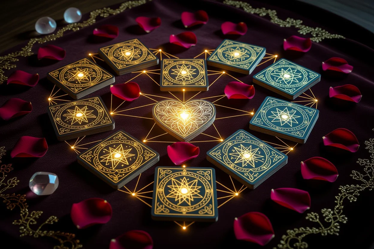 永遠の愛を導くペンタクルタロットスプレッドの神秘的な配置