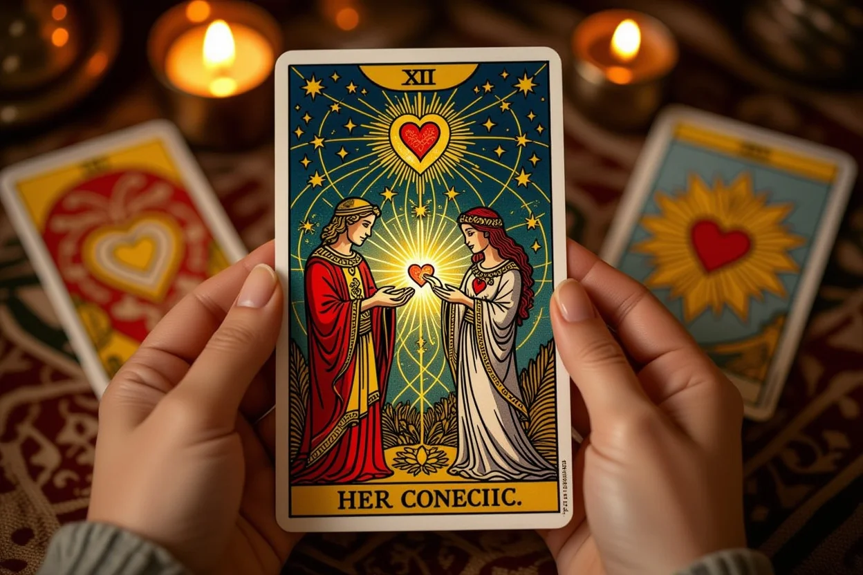 魂の繋がりを表現した恋愛タロットカード、隠された本音と深層心理を示す美しいカードアート