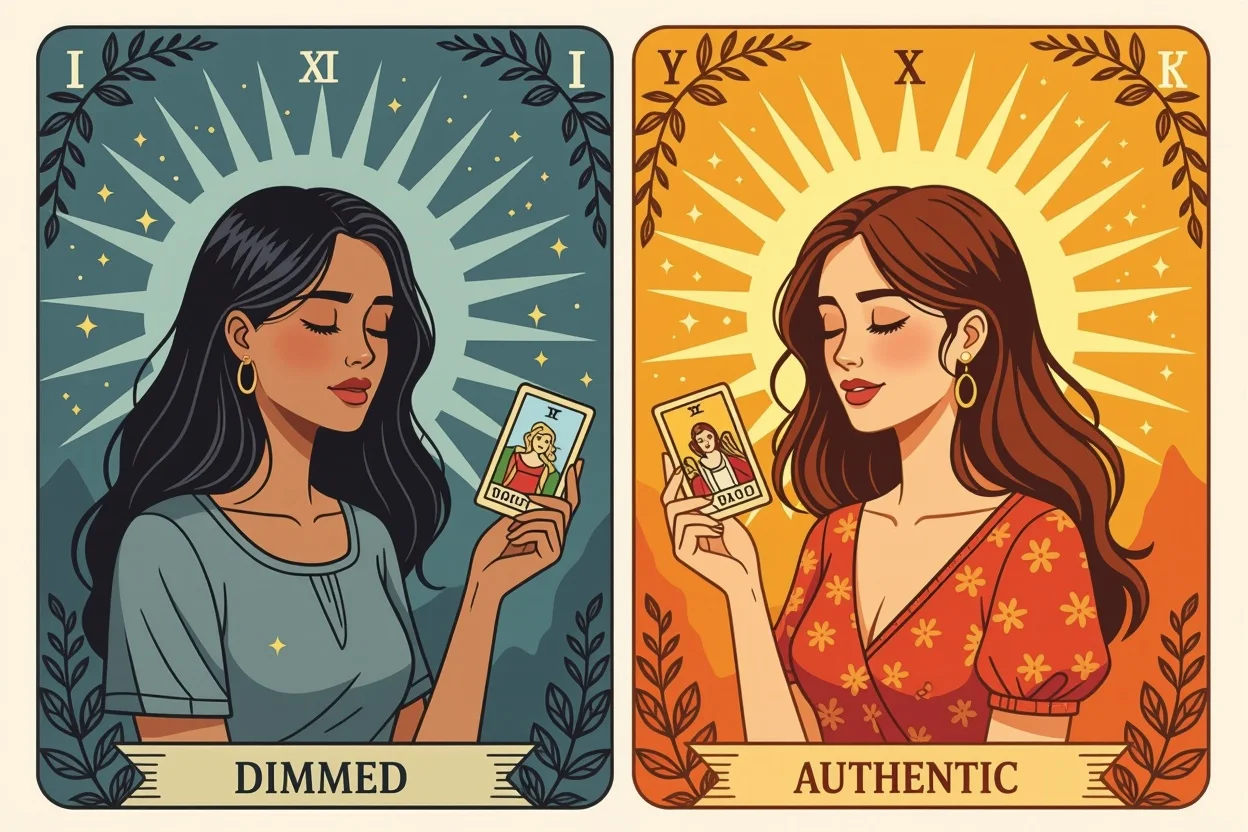 本当の自分で愛される前後を表現した恋愛の変化イメージ