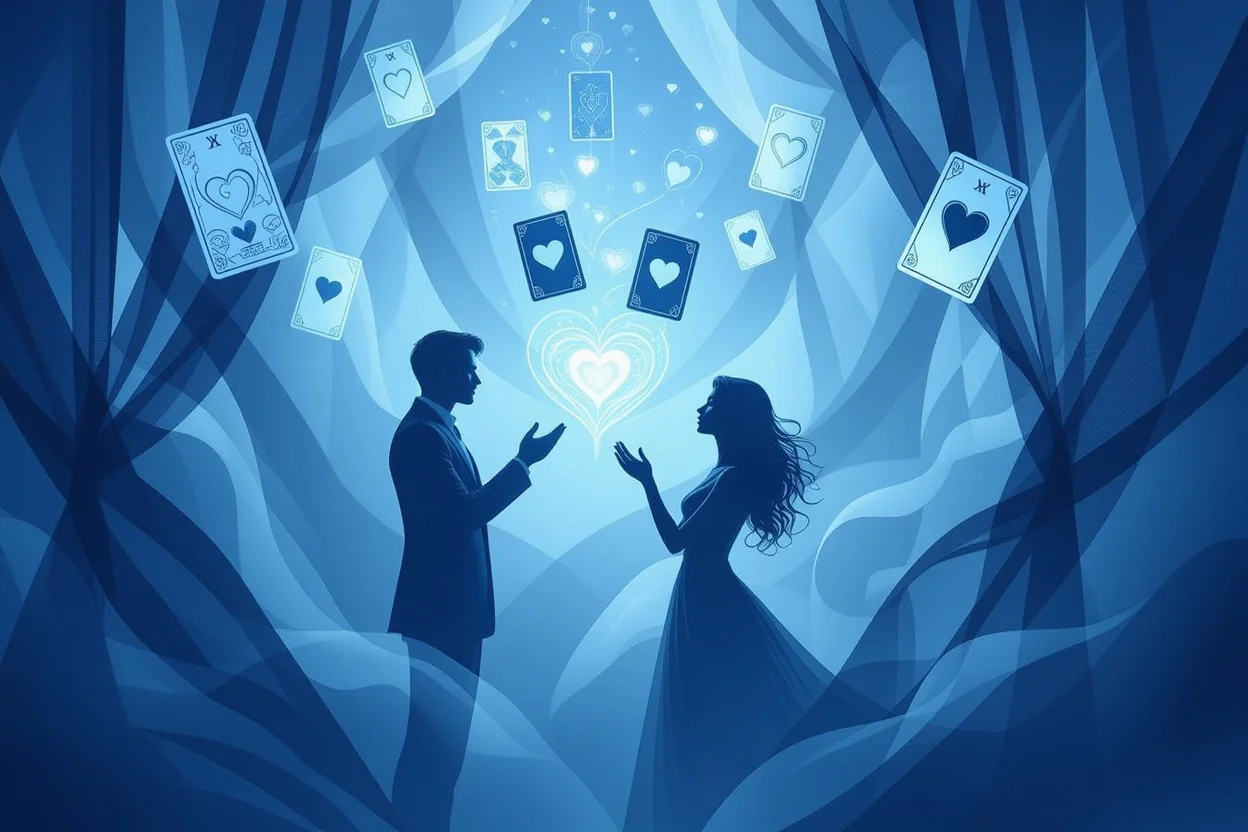 恋愛の深層心理を表現した幻想的なアート、隠された本音と感情の象徴