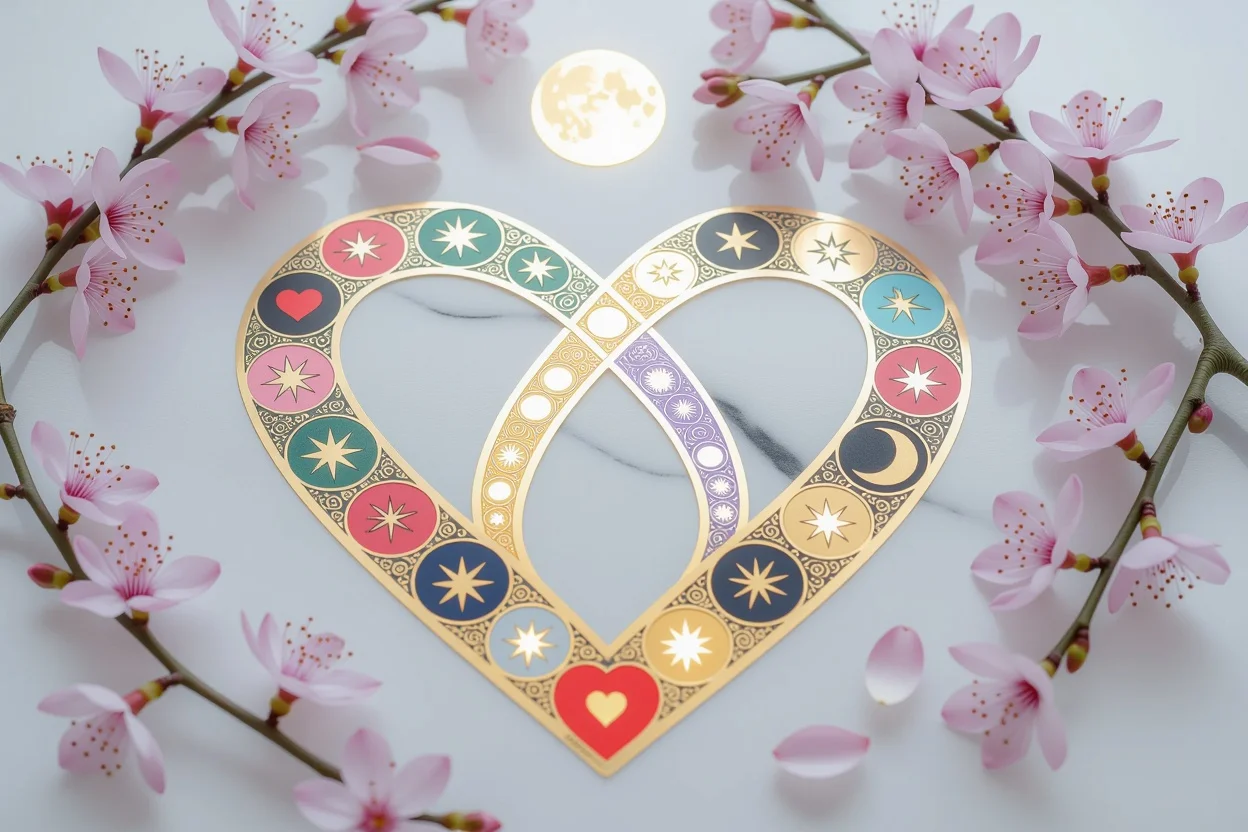 関係性の未来を占うタロットスプレッド、運命と愛の可能性を示す神秘的な配置