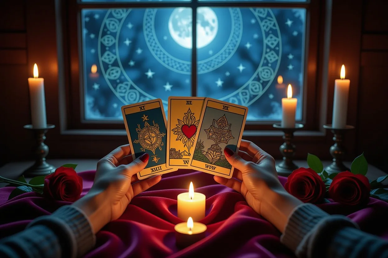 タロットカードで恋愛の心理的基盤を読み解く占いシーン