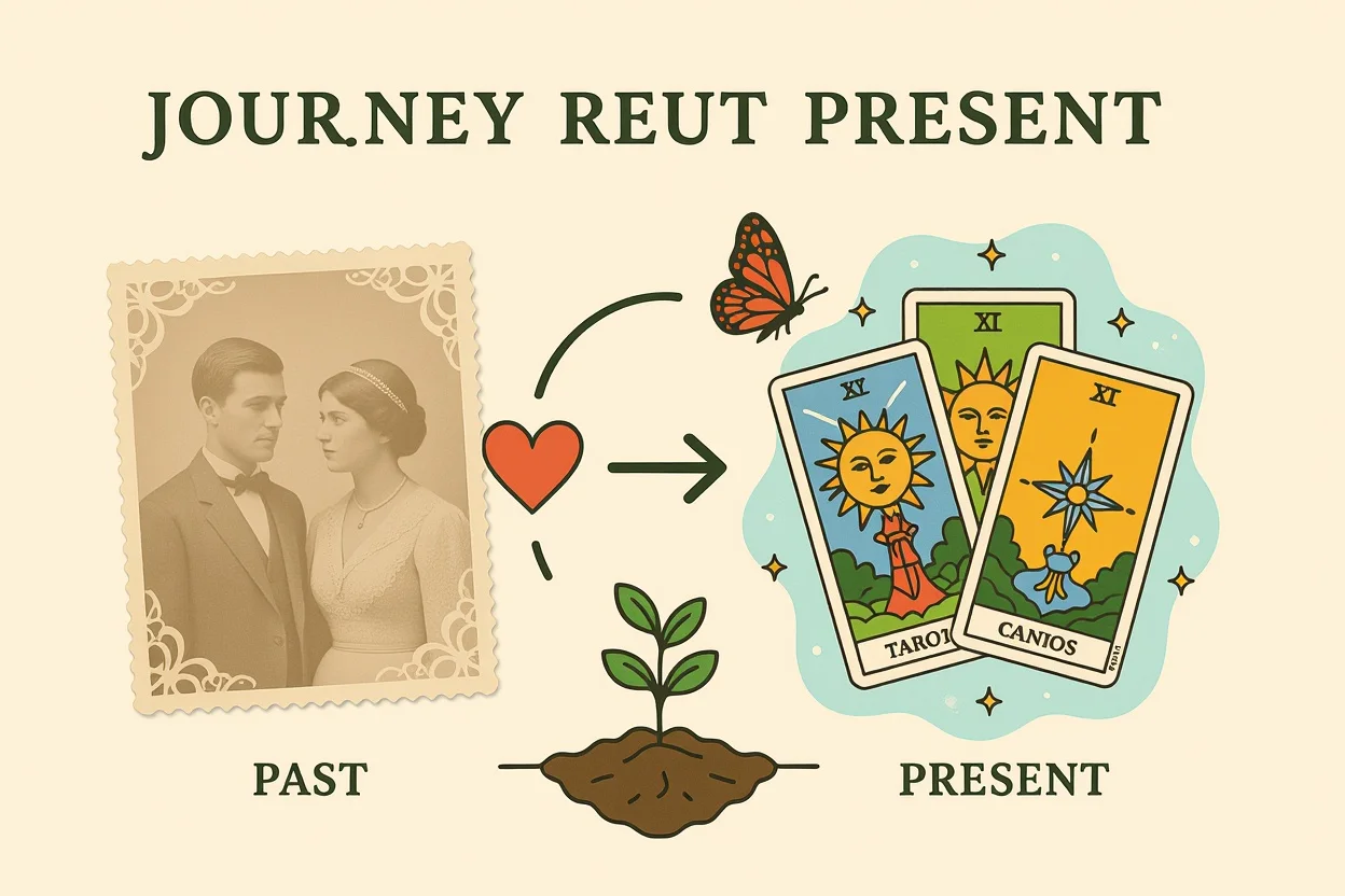 過去の恋愛経験から成長する過程を表現したタロットカードのイメージ