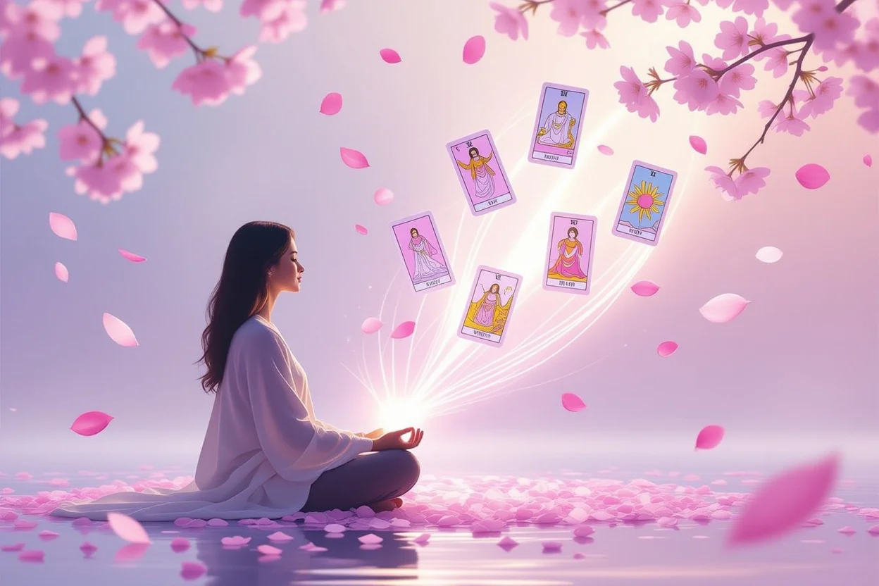 内なる声に耳を傾ける恋愛タロット瞑想の神聖なシーン