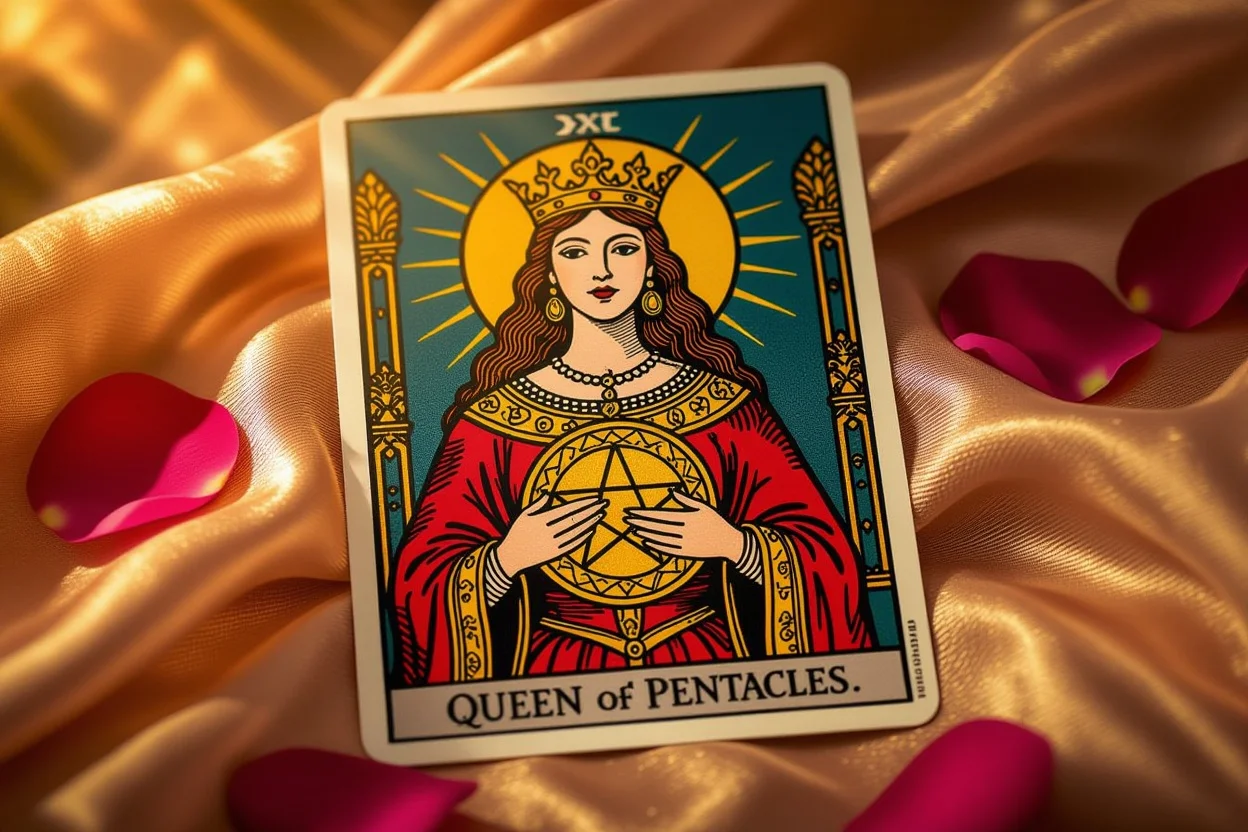 ペンタクルのクイーンカードの二面性を表現した恋愛タロット解釈
