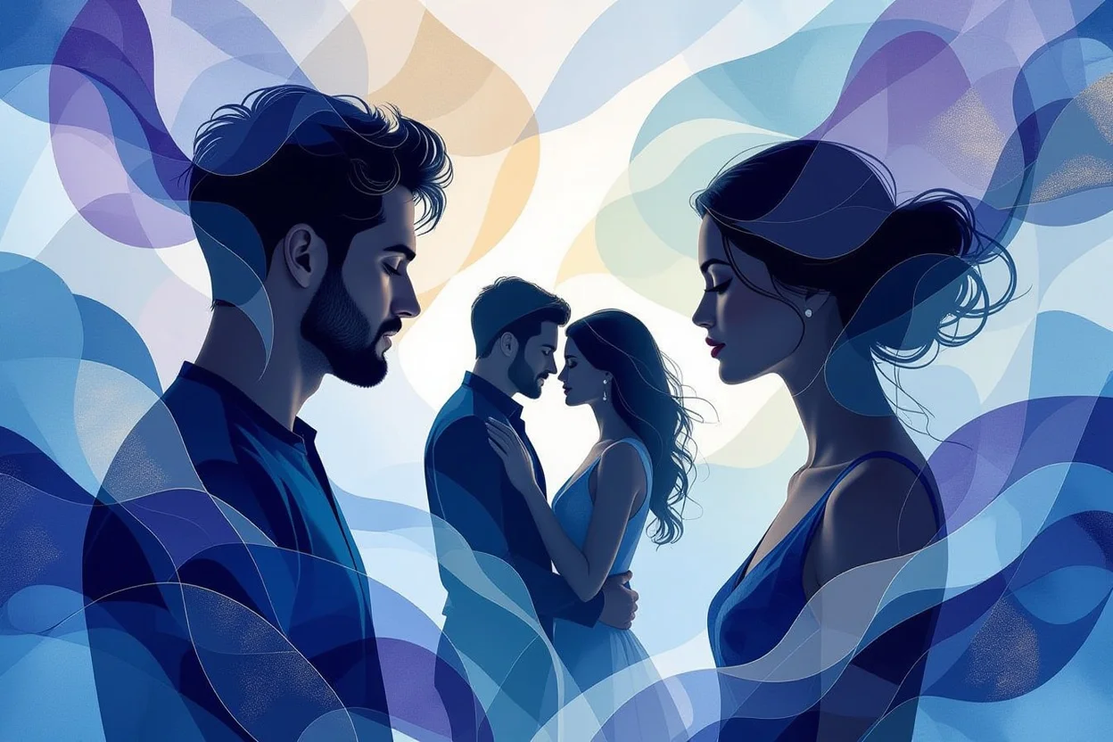 恋愛関係における深層心理と見えない壁のアートイメージ