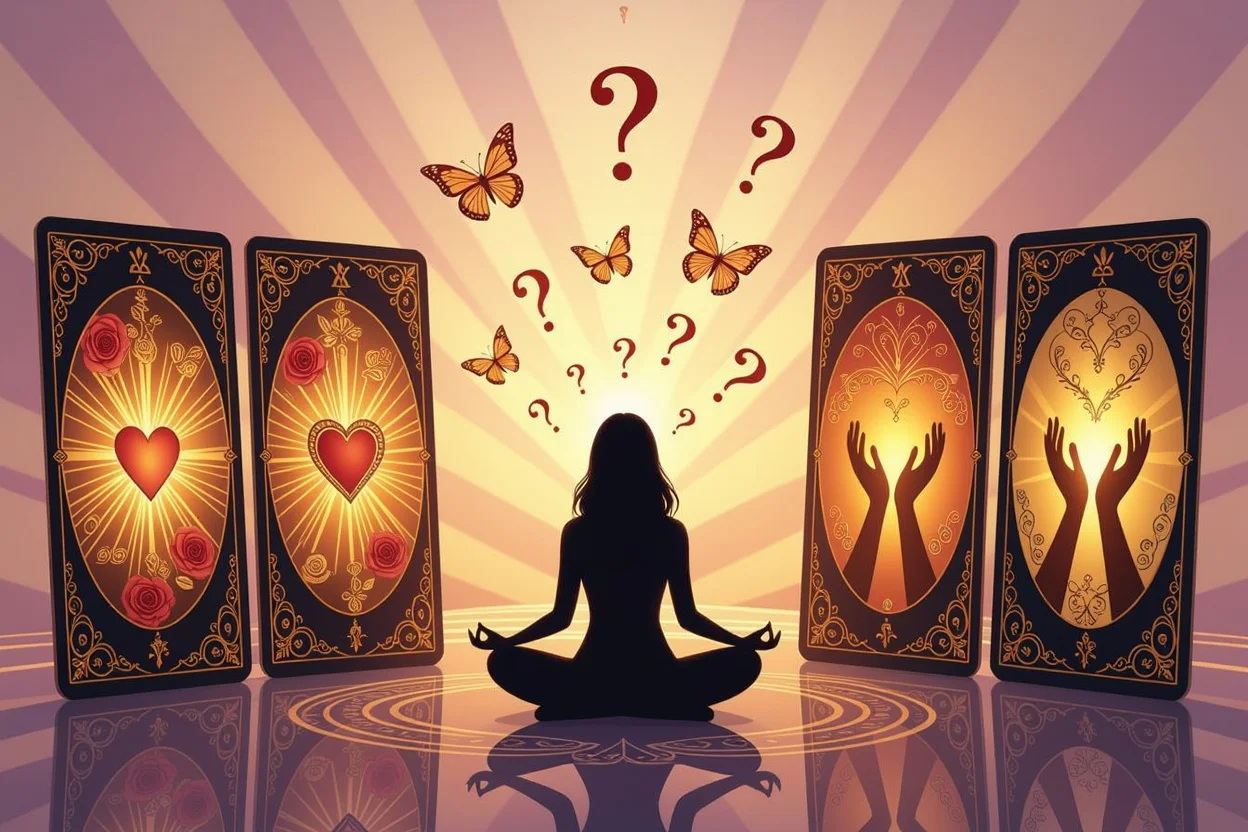 タロットカードが鏡となって自己理解を促す恋愛占いのコンセプト画像