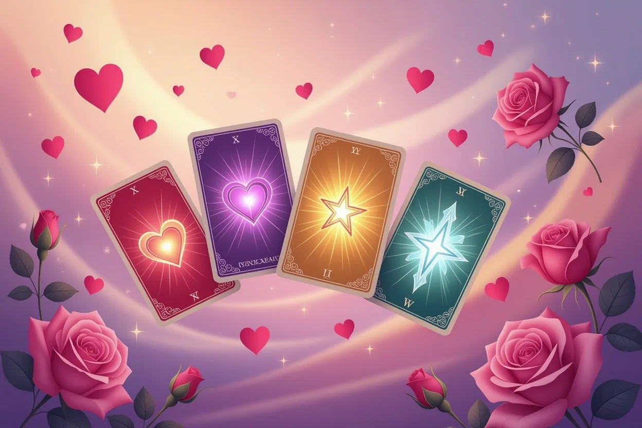 マイナーアルカナタロットカードの恋愛運占い、感情と愛情を象徴する幻想的なアート