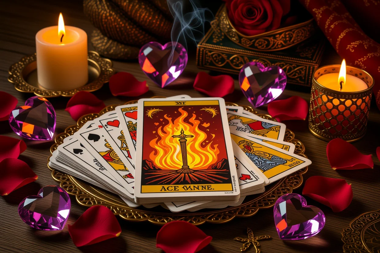 恋愛タロット占い・ワンドのエースと情熱的な愛の占いテーブル