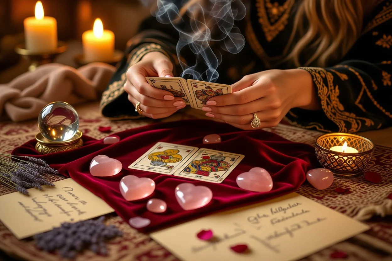 彼の本音を探る恋愛タロット占い - ロマンチックな雰囲気でのカードリーディング